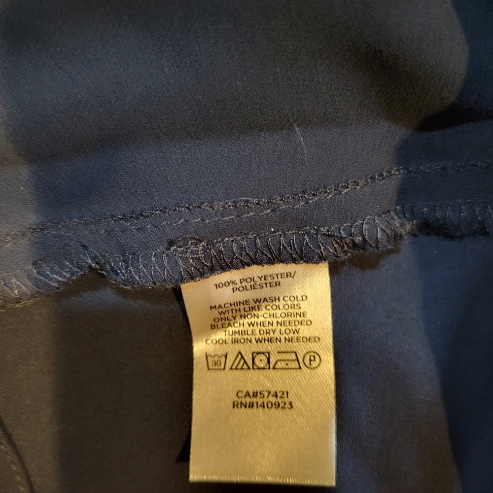 NWT LOFT solid Navy Long Sleeve V Neck Wrap Blouse Workwear | Small - Picture 10 of 10
